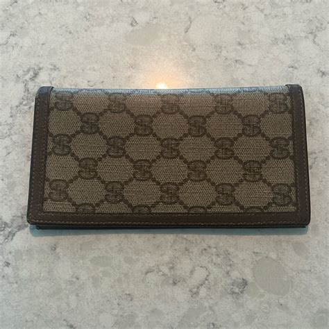 Vintage Gucci Checkbook Holder Cash Keeper Wallet Leather